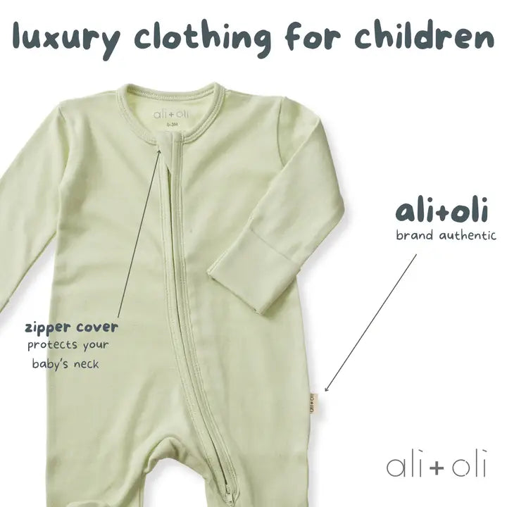 Ali+Oli Baby Footie 2-Way Zipper – Organic Cotton Lounge Wear