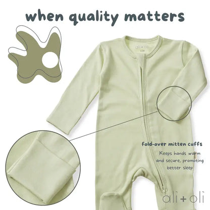 Ali+Oli Baby Footie 2-Way Zipper – Organic Cotton Lounge Wear