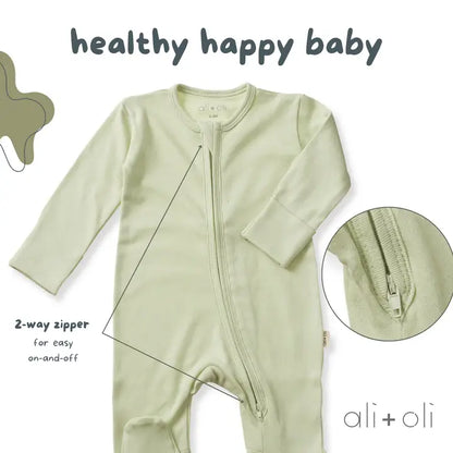 Ali+Oli Baby Footie 2-Way Zipper – Organic Cotton Lounge Wear