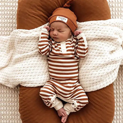 Snuggle Hunny Biscuit Stripe Organic Growsuit