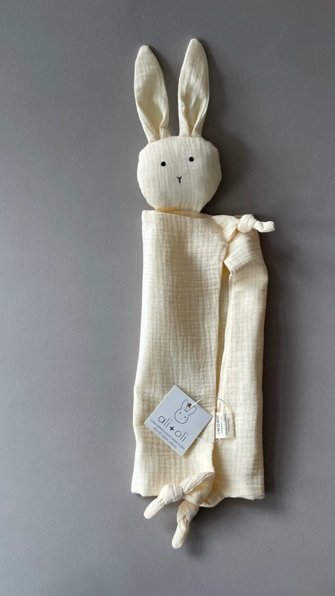 Ali+Oli Cuddle Security Blanket Soft Muslin Cotton - Bunny (Natural)