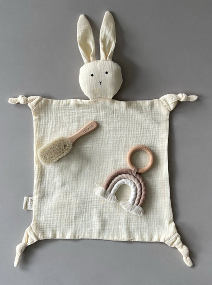 Ali+Oli Cuddle Security Blanket Soft Muslin Cotton - Bunny (Natural)