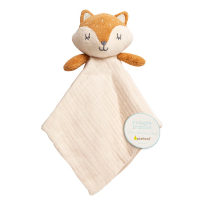 Pearhead Fox Snuggle Blanket, Organic Cotton Muslin