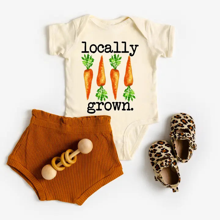 Love You a Latte Shop Locally Grown Carrots Natural Color Baby Bodysuit