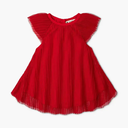 Monica + Andy Pleated Tulle Dress red