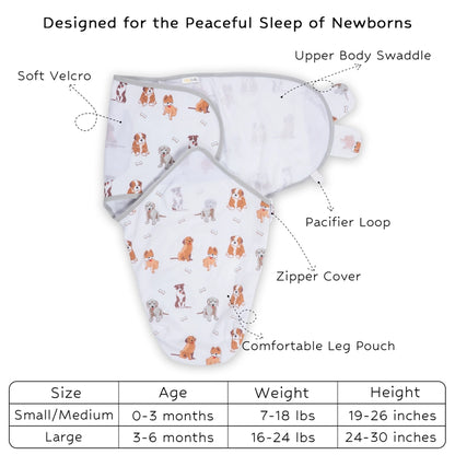 LollyBanks Woof Woof Baby Sleep Swaddle 100% Organic Cotton