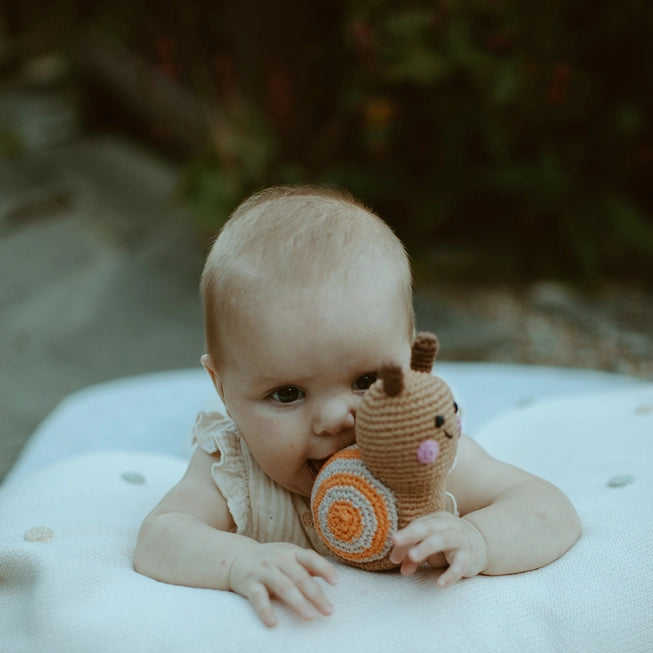 Pebble Garden Bug Plush Snail Rattle